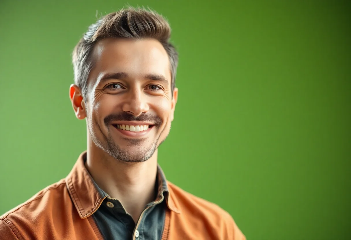 Portrait of a smiling male company founder.